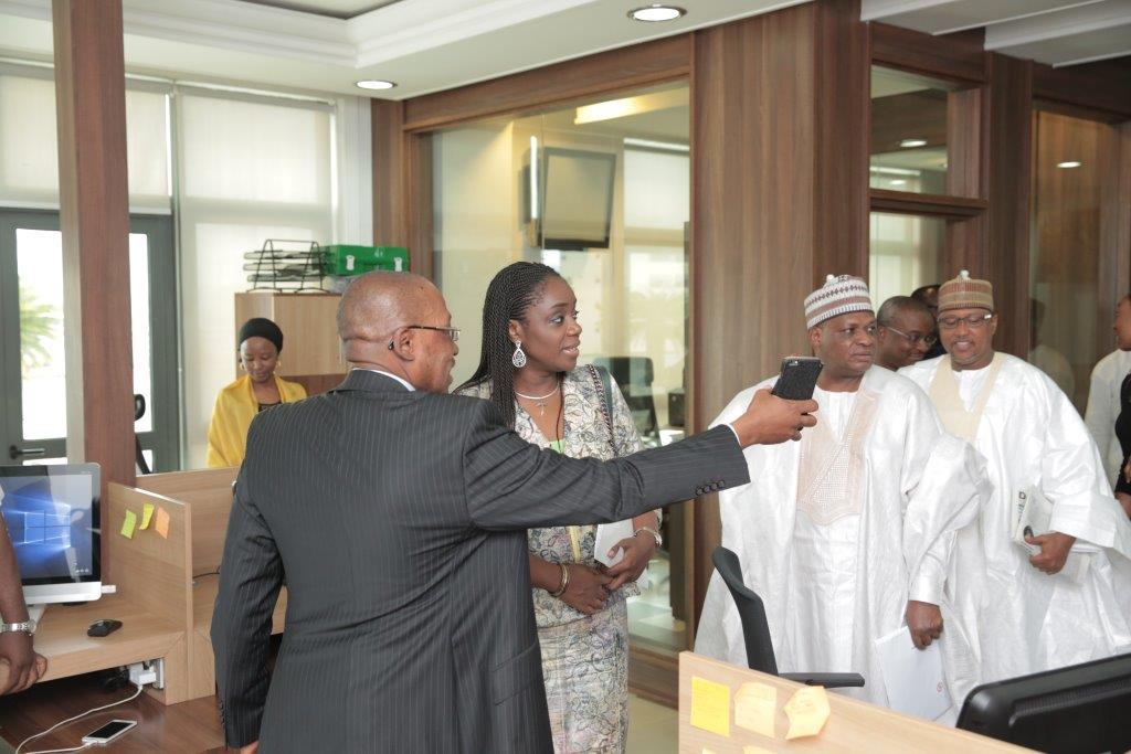 Honorable Minister of Finance, Kemi Adeosun. Prof Inyangete and Uche Orji, MD of NSIA